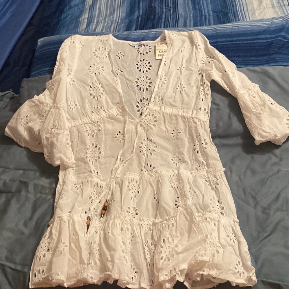 White bathing suit cover